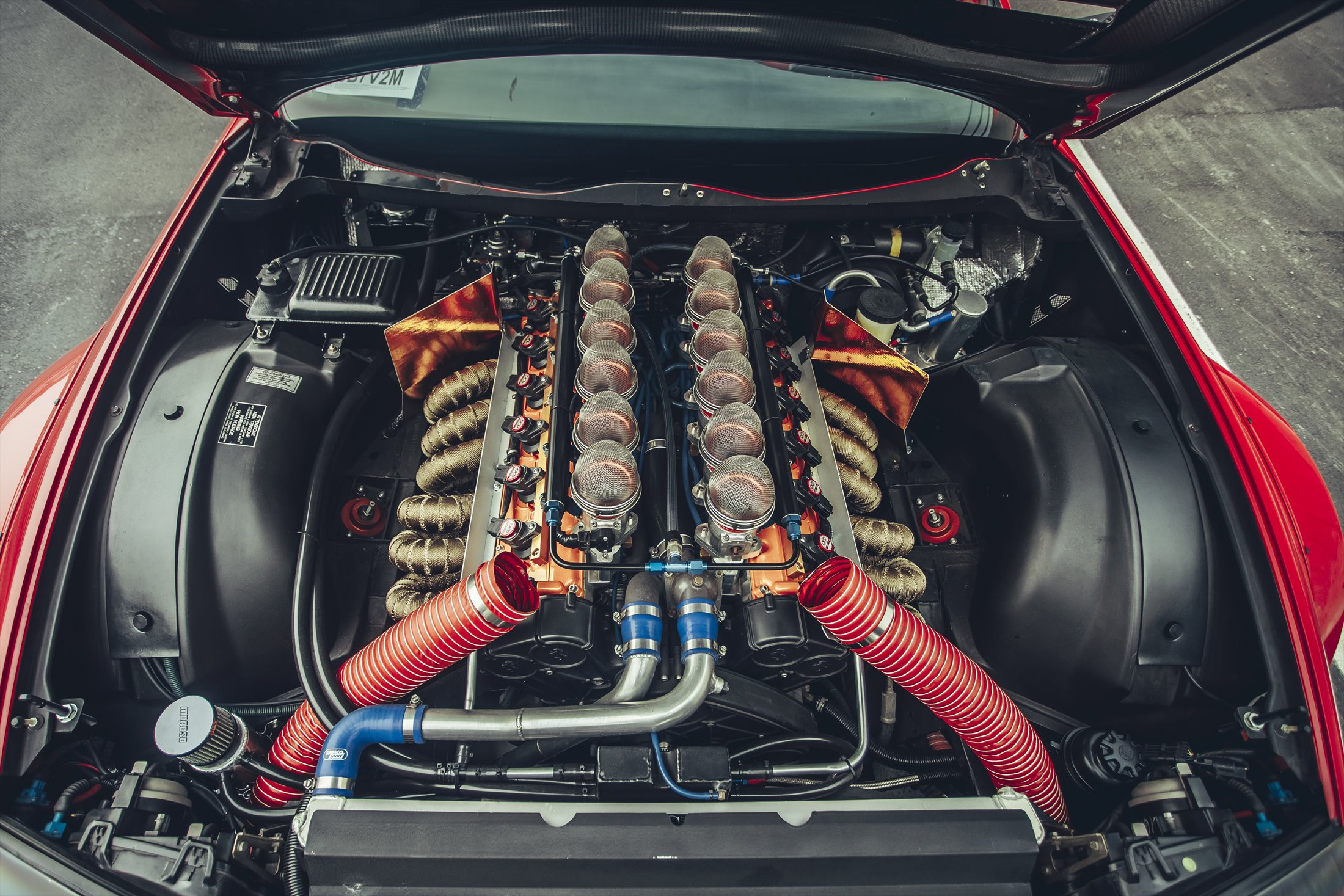 Ferrari V12 with twelve individual throttle bodies