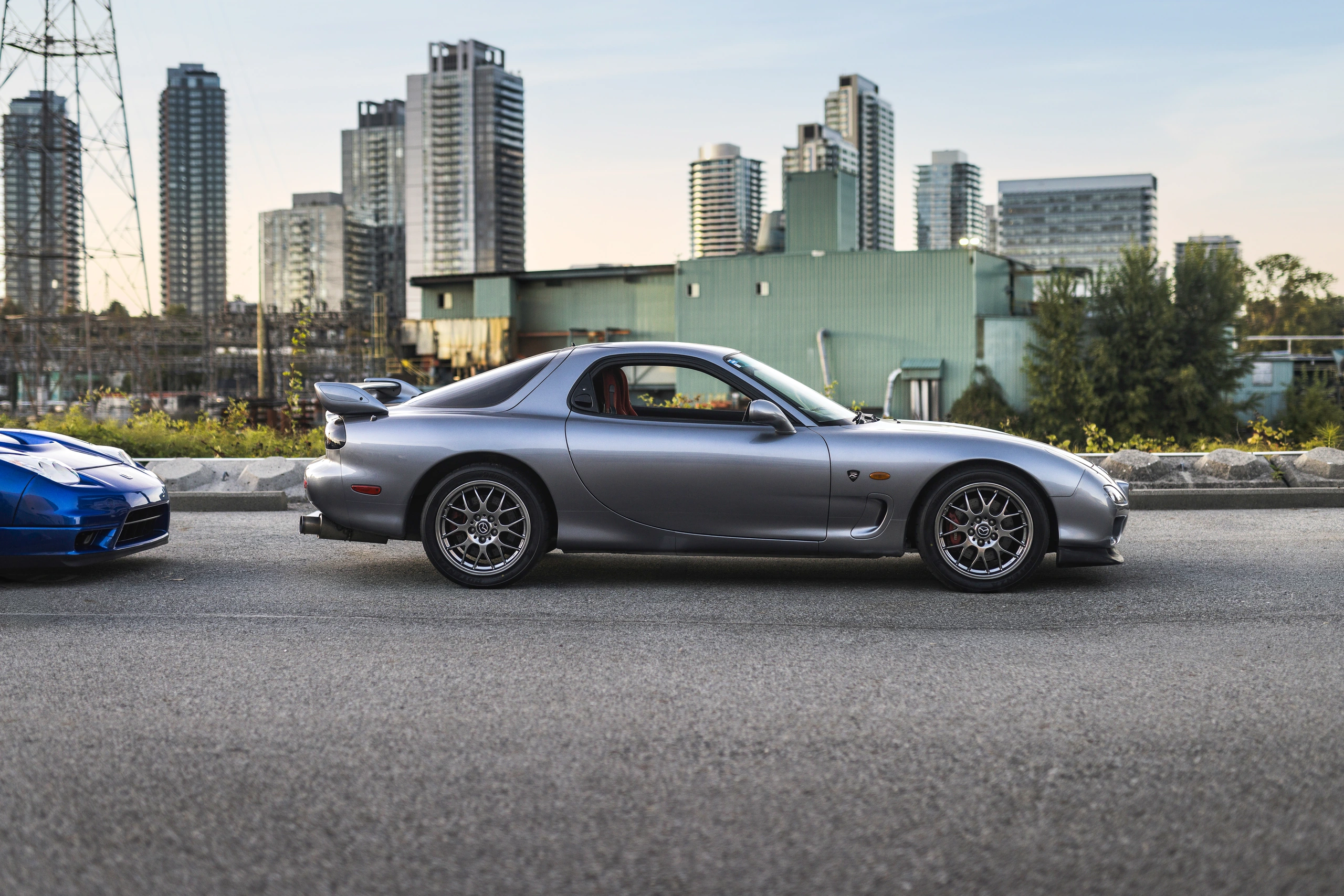 Side profile of the grey Mazda RX-7 Spirit R Type A