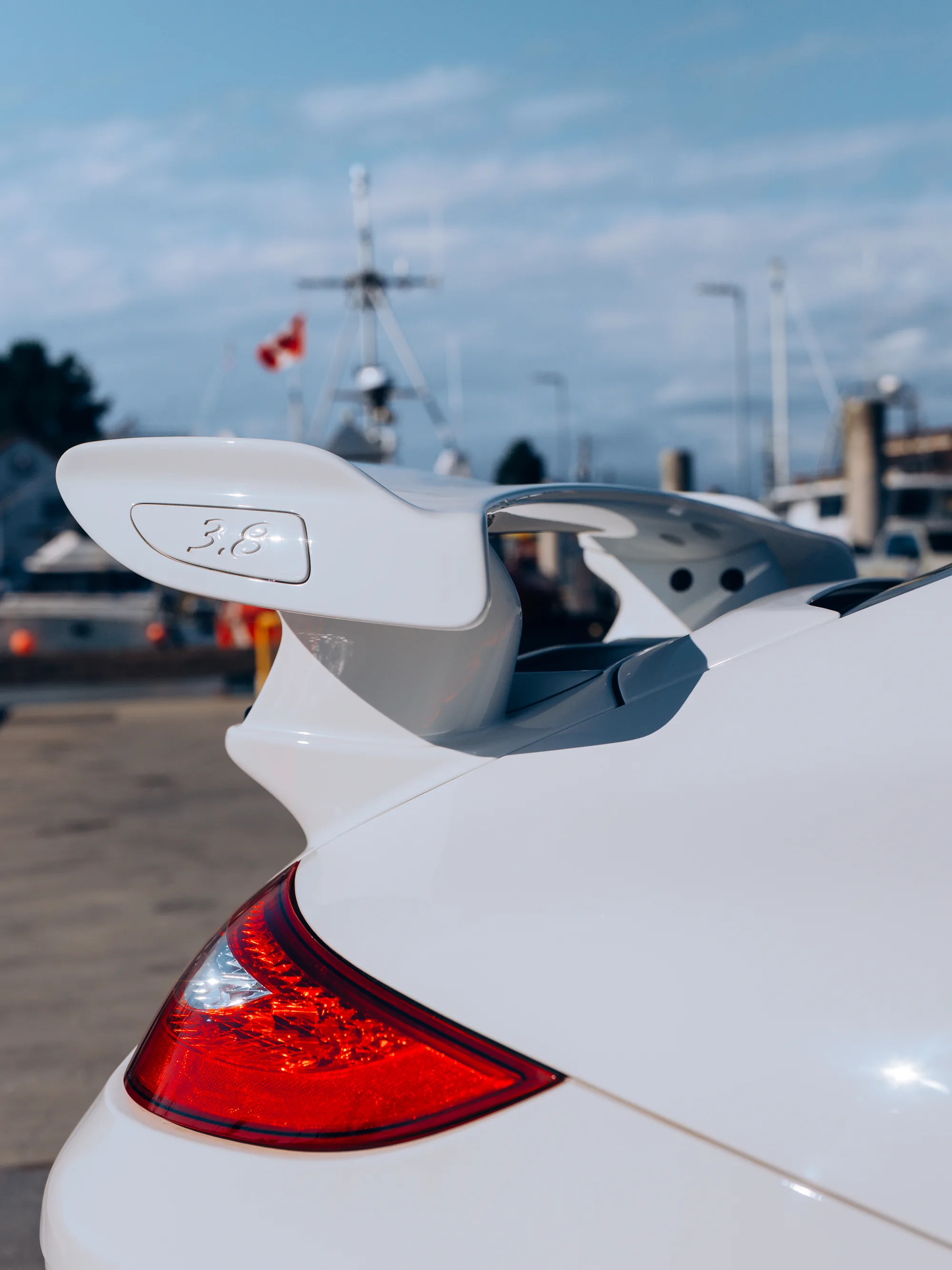 Rear wing detail on a Porsche 911 GT3