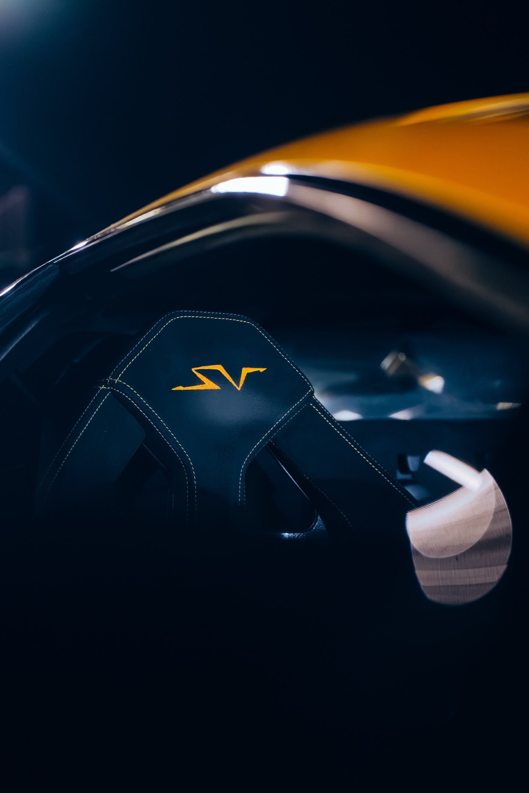 SuperVeloce seat embroidery inside the Murciélago